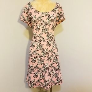 FOX + ROYAL PINK BLACK FLORAL PRINT SKATER FIT & FLARE DRESS PLUS 1X DATE NIGHT